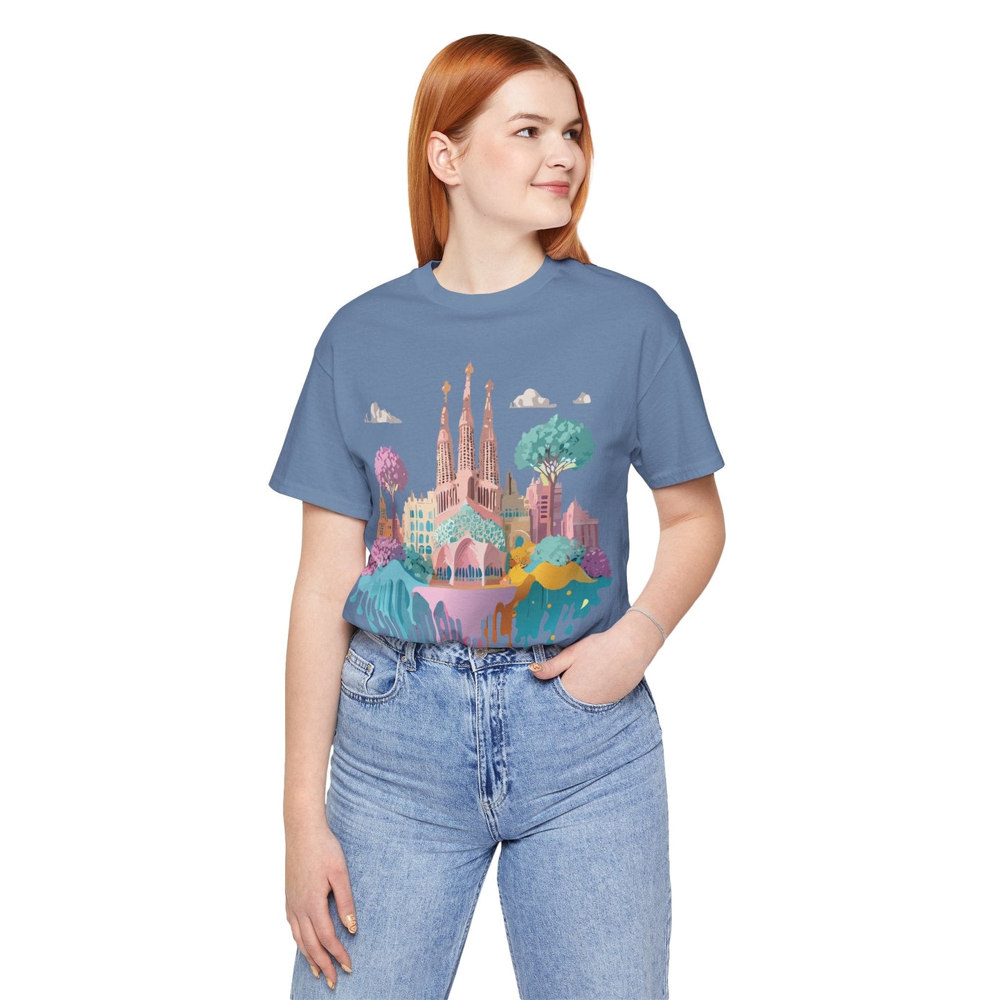 Barcelona Tourist Shirt Unisex Graphic Tee Featuring Original Vintage Art Adelpha