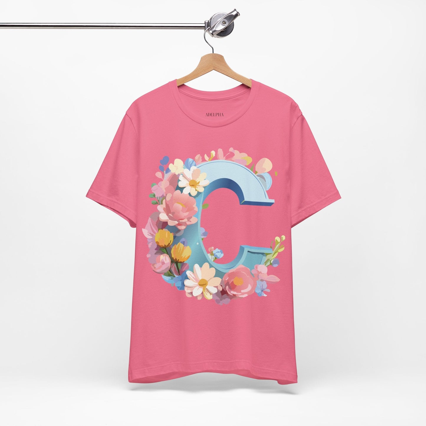 Letter C Shirt Graphic Tee Unisex Short Sleeve Vintage Art Adelpha Premium Quality
