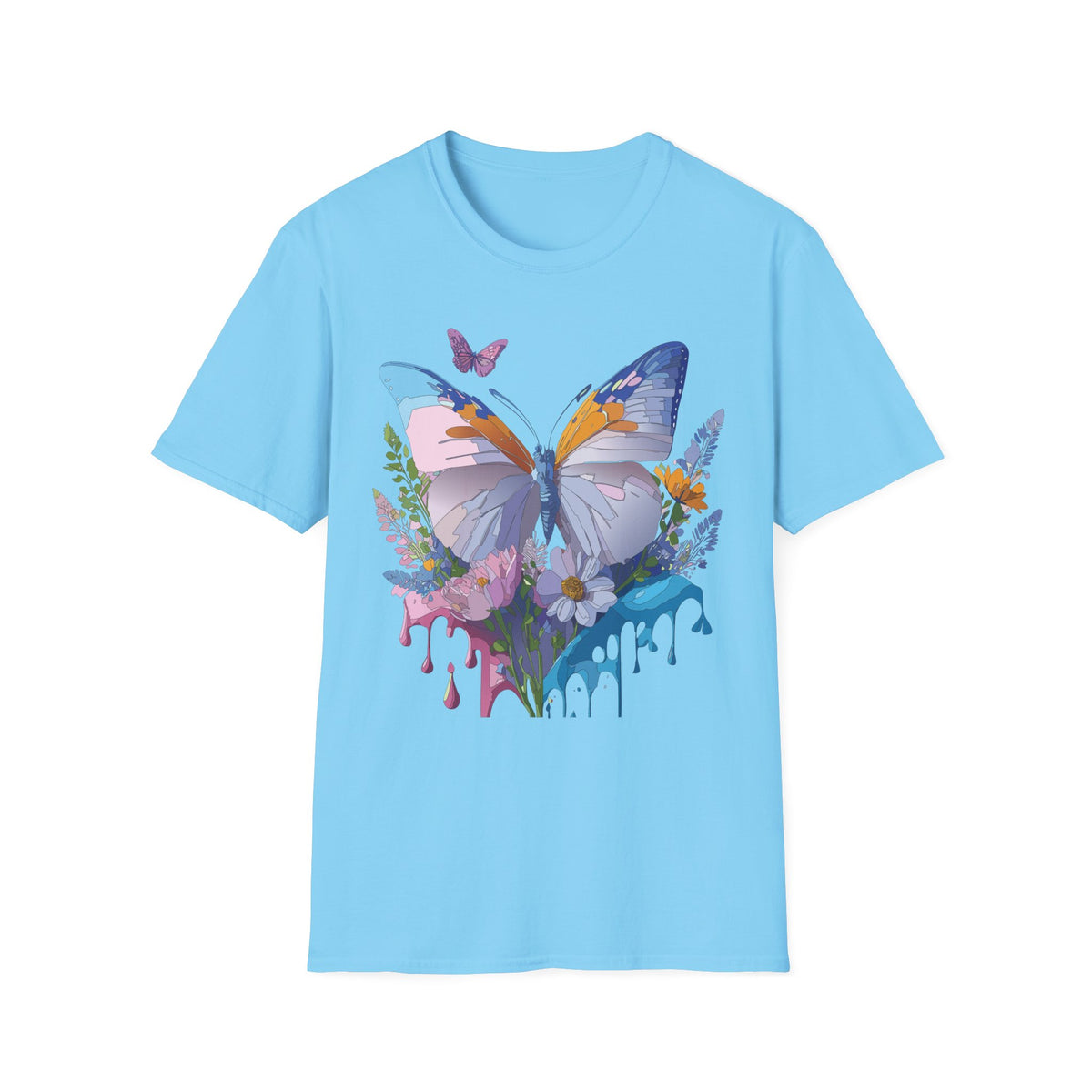 Butterfly Splash T-Shirt — Colorful Floral Drip Graphic Tee Unisex 100 Cotton Gildan T-Shirt