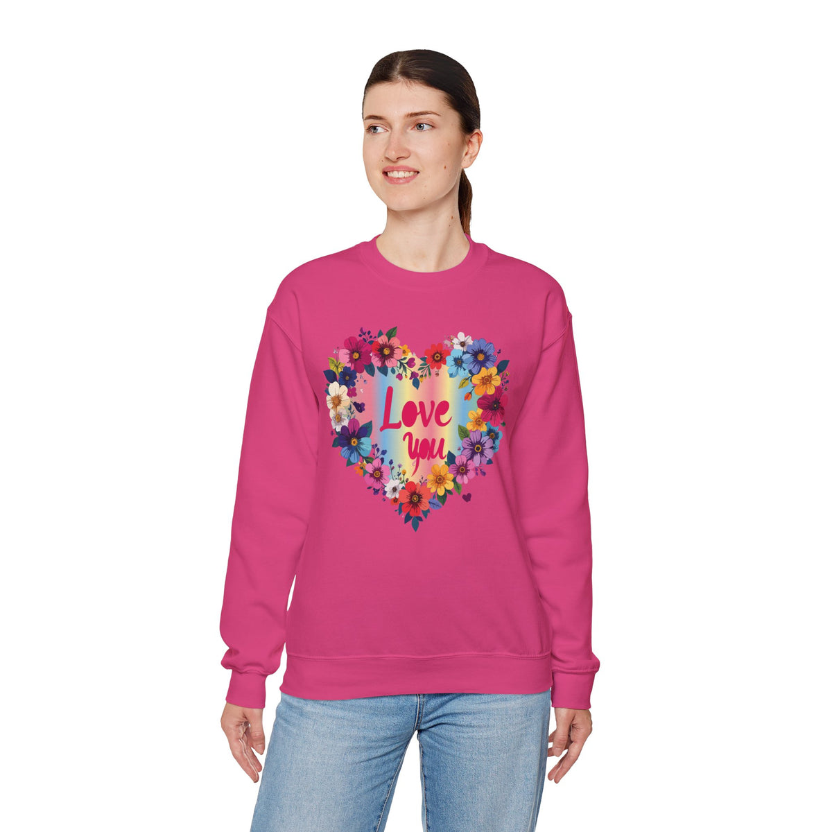 Floral Love You Heart Sweatshirt, Floral Heart Sweatshirt, Floral Love Sweatshirt, Valentine's Day Sweatshirt, Floral Sweatshirt 111