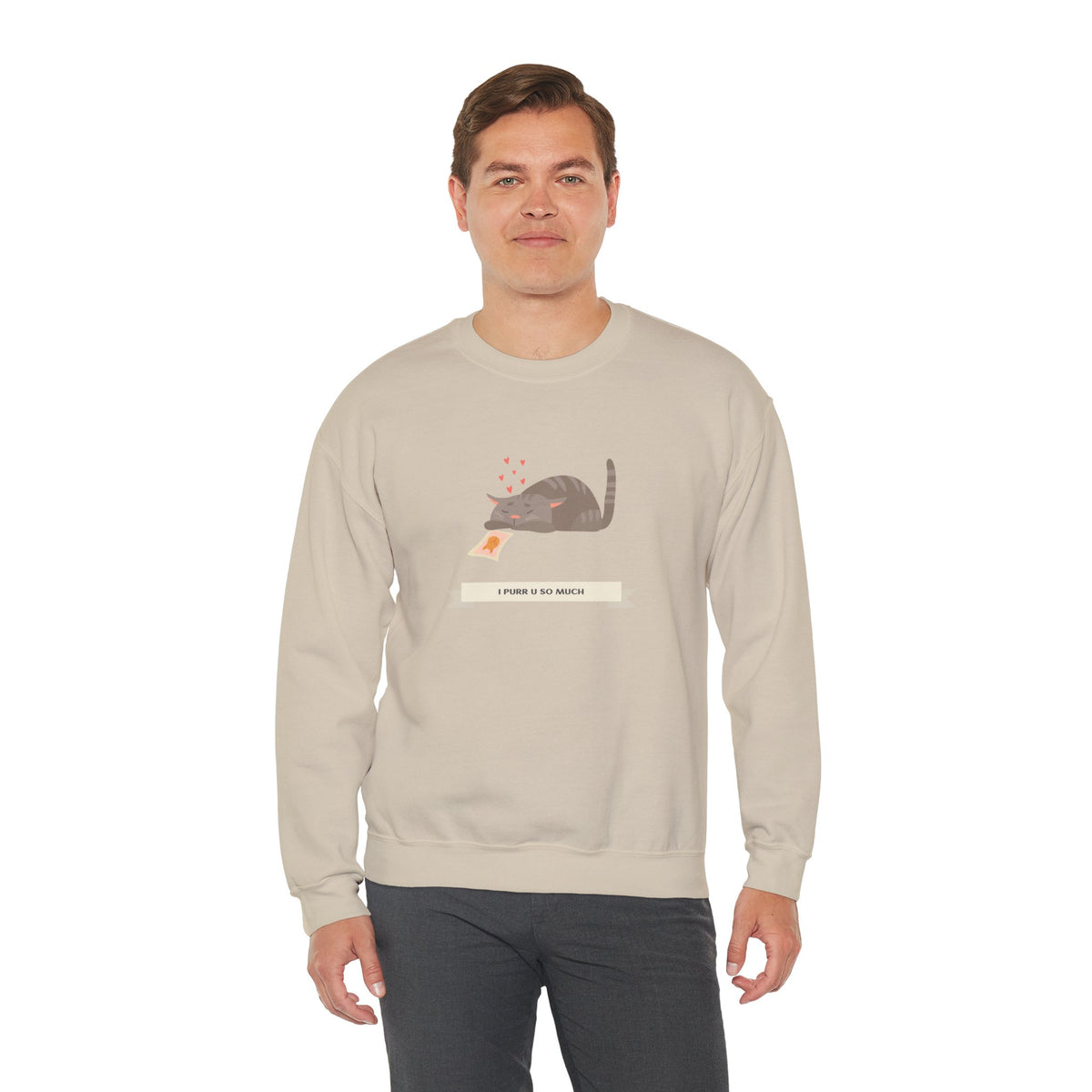 Cat Graphic Valentine's Day Sweatshirt Unisex 50/50 Cotton-Poly Animal Sweatshirt w07