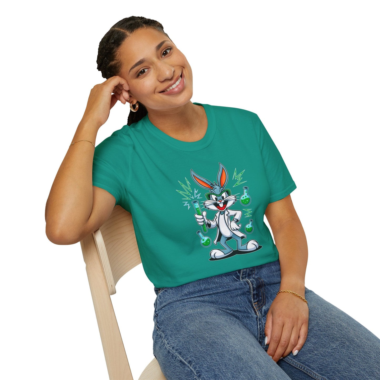 Cartoon Bunny Graphic Unisex Cotton Animal Animation Artwork Design Tee 23