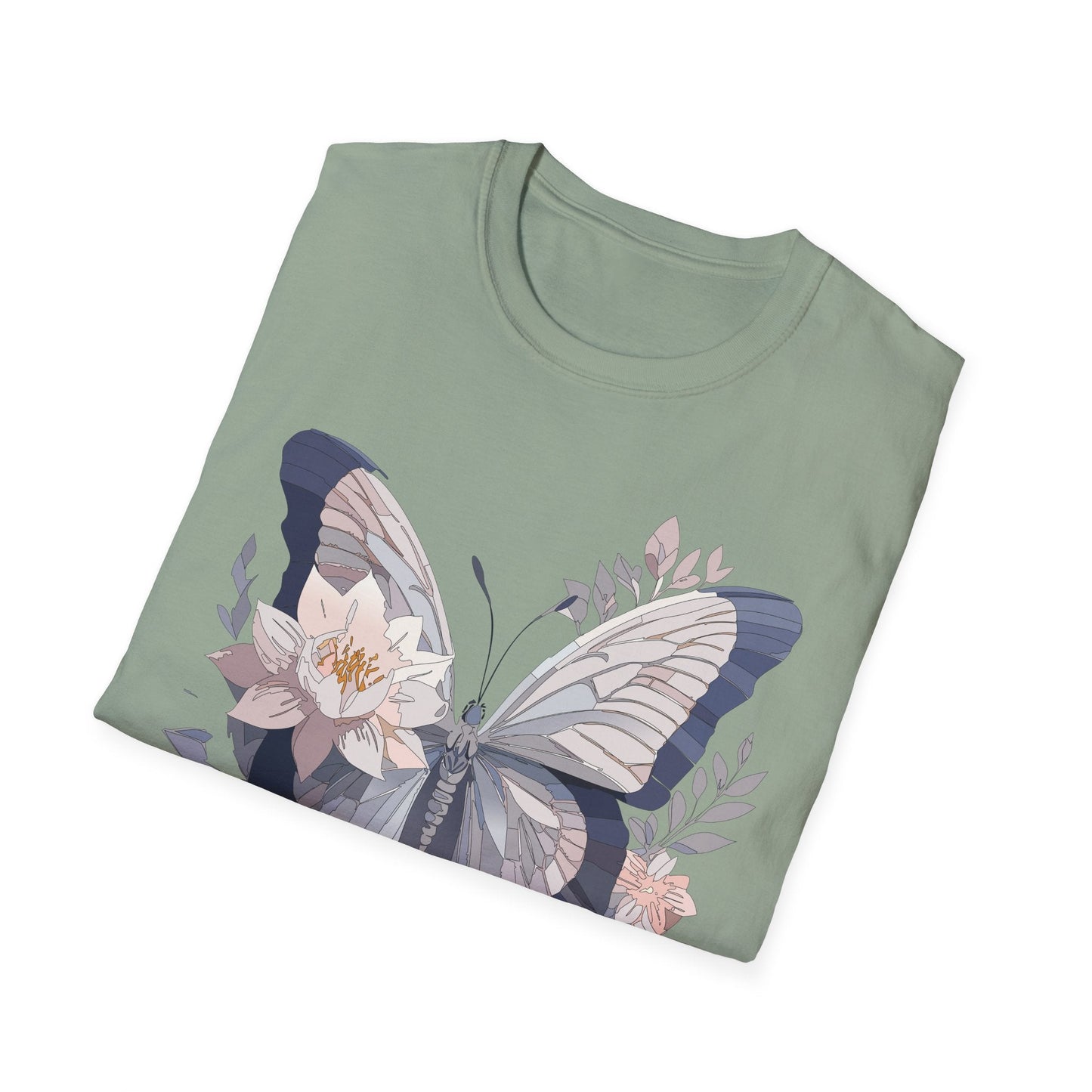 Butterfly T Shirt Unisex Monarch Print Softstyle Cotton Tee for Everyday Comfort