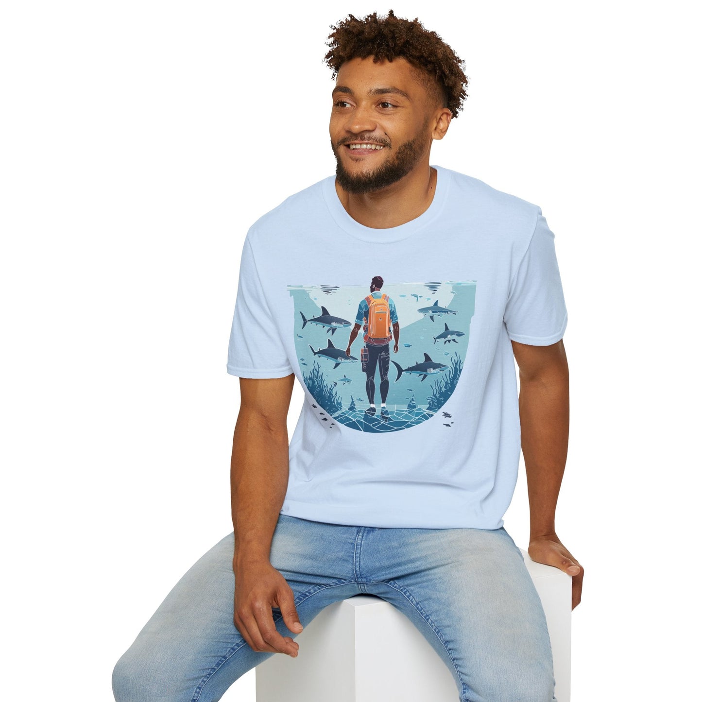 Ocean Tee Shirt Unisex Softstyle T Shirt With Ocean Art Design U Boat Theme Graphic Artwork Edition
