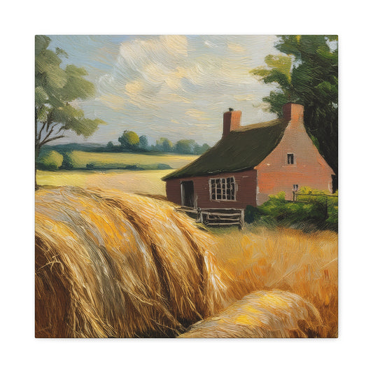 Countryside Print Canvas, Oil Paint Print 20x20, 24x24, 30x30, 32x32, 36x36 Art Design Print Pine-Wood Inner Frame MC- 47