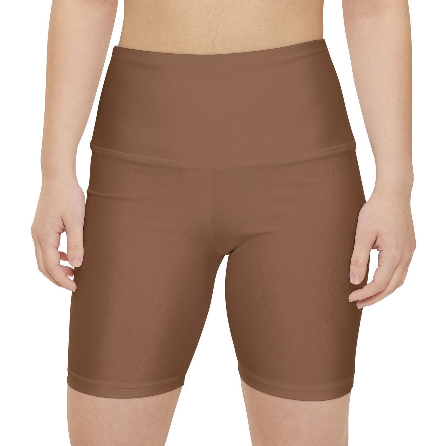 Toffee Brown Women's High-Waist Workout Shorts — Seamless Brown Biker Shorts