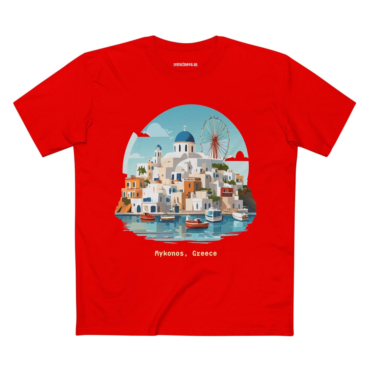 Unisex Greece Travel Shirt With Original Art Design Premium Cotton Tee Retro2Nova