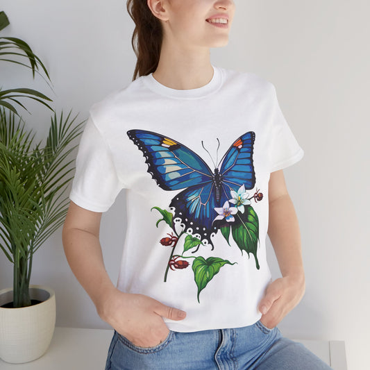 Cotton Tee Shirt with Butterfly Prints