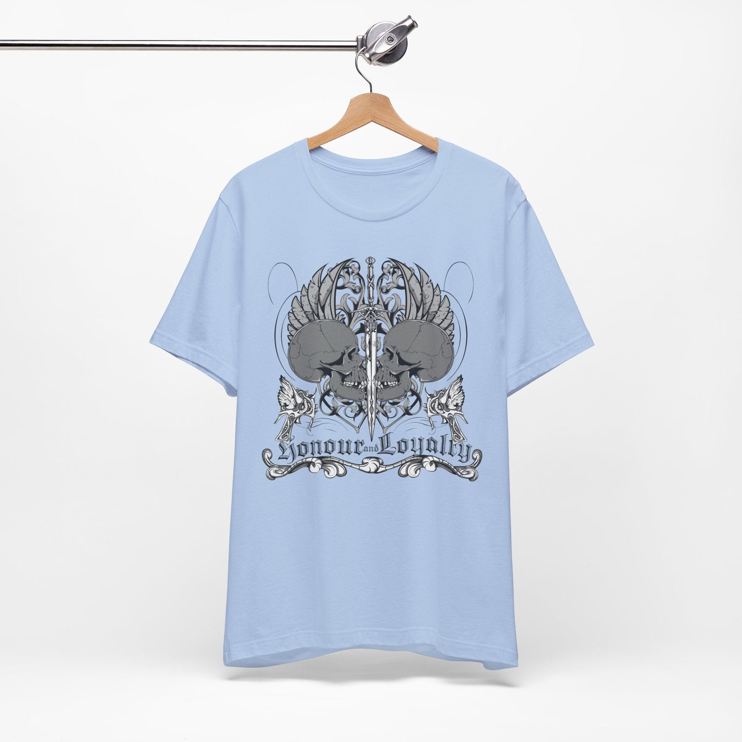 Honor Loyalty crest tee Gothic heraldry skulls wings emblem Art-48