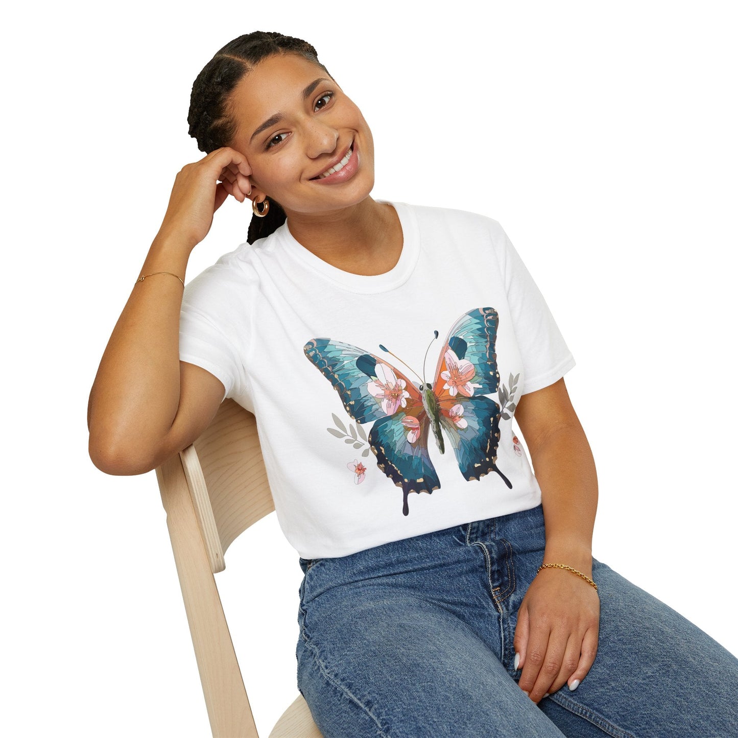 Butterfly Shirt Unisex T Shirt Monarch Butterfly Print Gildan Softstyle 64000 Cotton Tee Classic