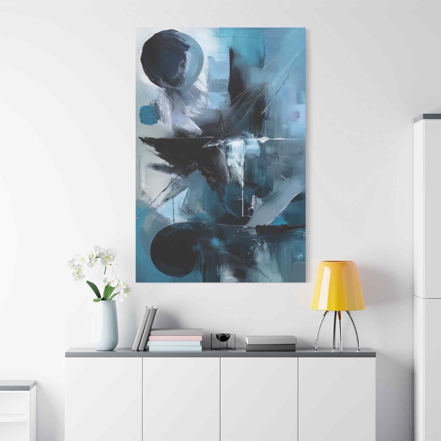 Blue Abstract Painting Print Canvas 20x24,20x30,24x30, 24x32,24x36,30x40, 32x48,36x48,40x60 Pine-Wood Inner Frame ABS-29