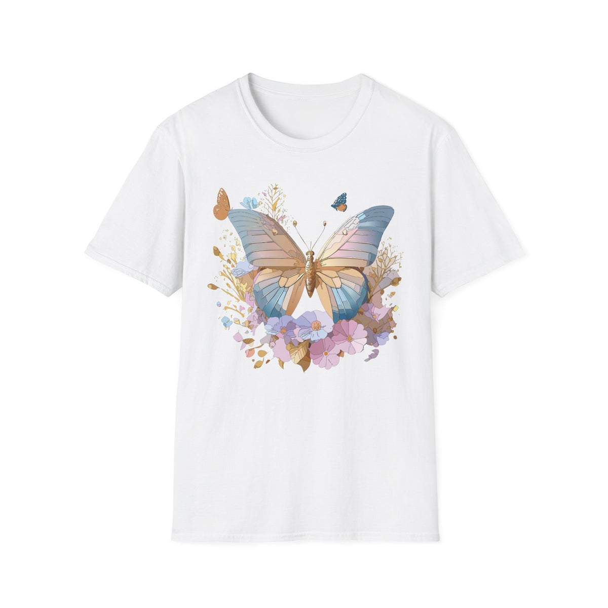 Butterfly Floral Tee — Pastel Garden Butterfly Graphic Tee Unisex 100 Cotton Gildan T-Shirt