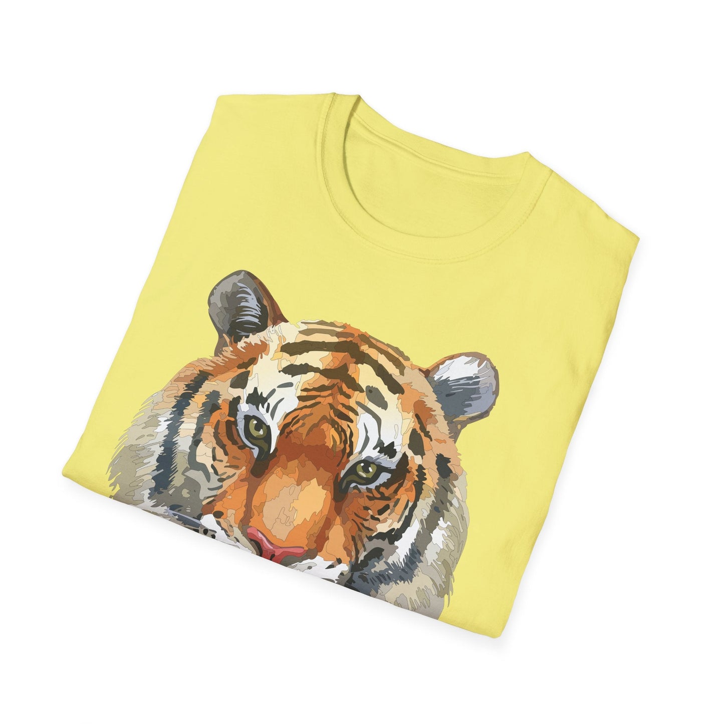 Tiger Print Unisex T Shirt Softstyle 64000 Gildan Ring Spun Cotton Tee