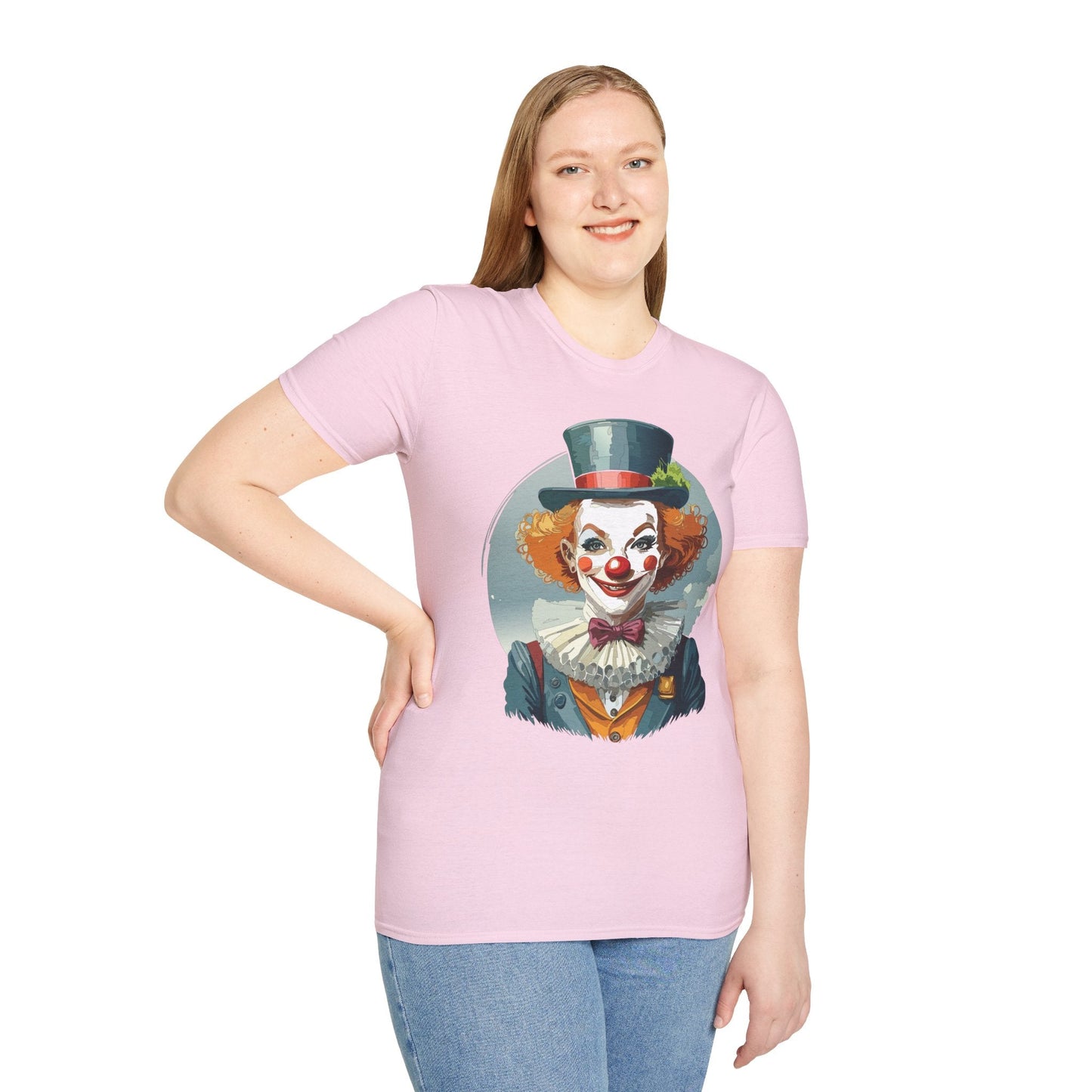 Unisex Clown Shirt Funny Man Circus Design Hundred Percent Ring Spun Cotton Gildan Softstyle Tee