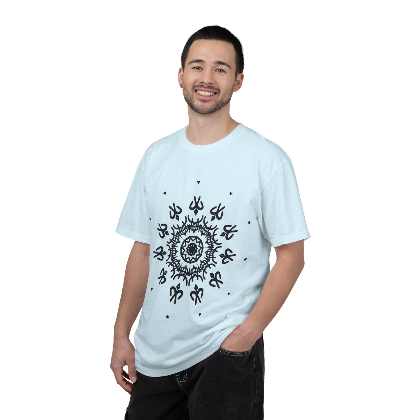 Unisex Garment Dyed Cotton T-Shirt with Mandala Graphic Design