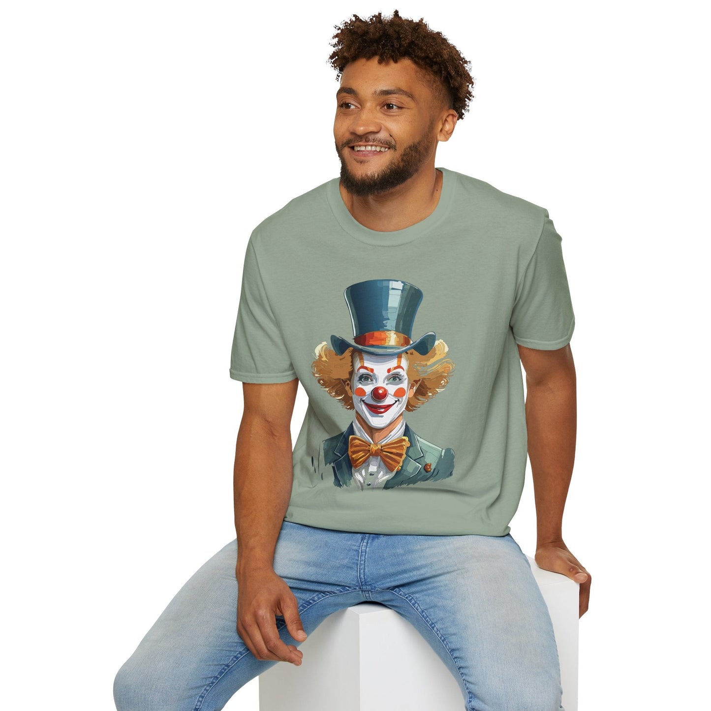 Funny Clown Shirt Unisex T Shirt Circus Style Tee With Scary Man Artwork Gildan 64000