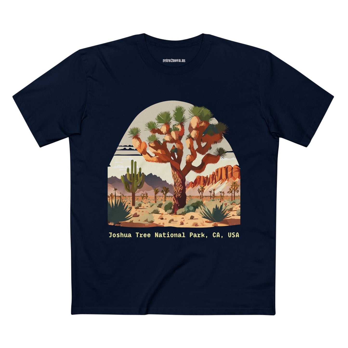 Joshua Tree Travel Shirt Unisex Premium Cotton Tee With Original Art Design Retro2Nova