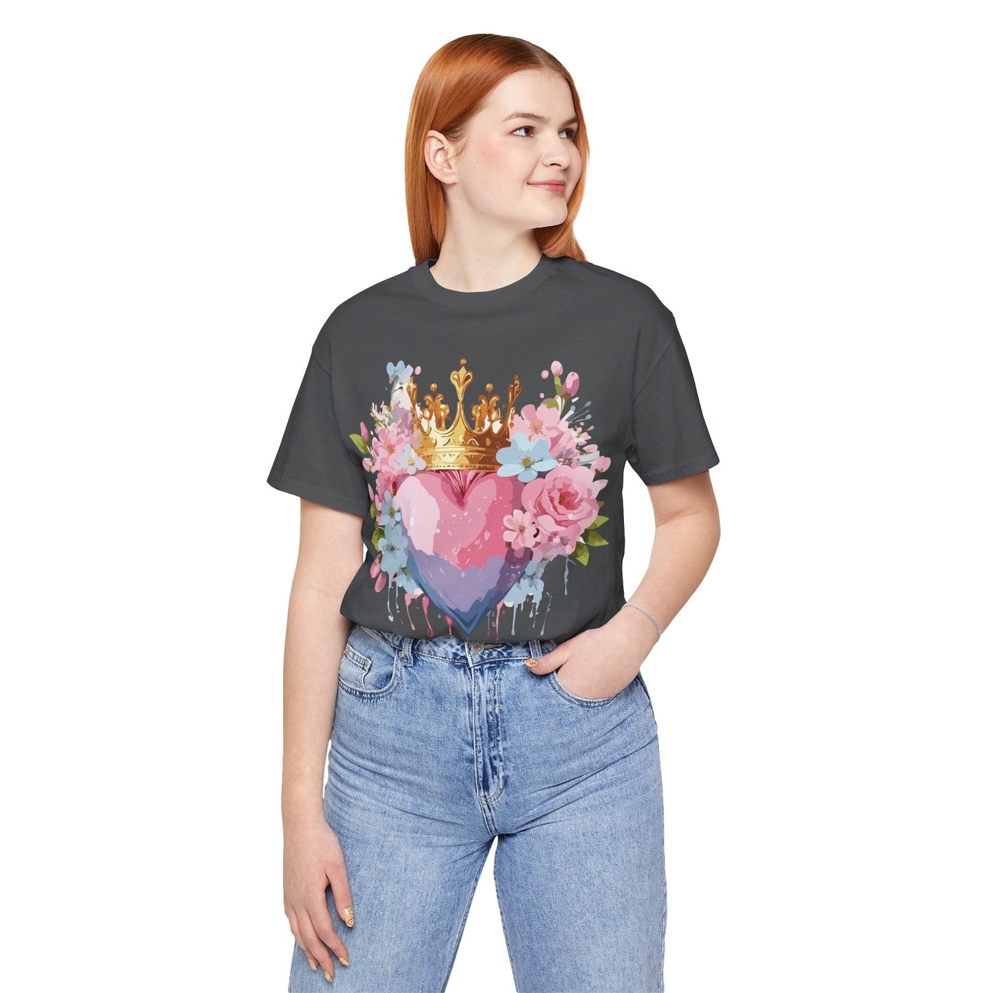 Valentine Day Graphic Unisex 100 Cotton Vintage Artwork with Love and Flower Design Tee 18