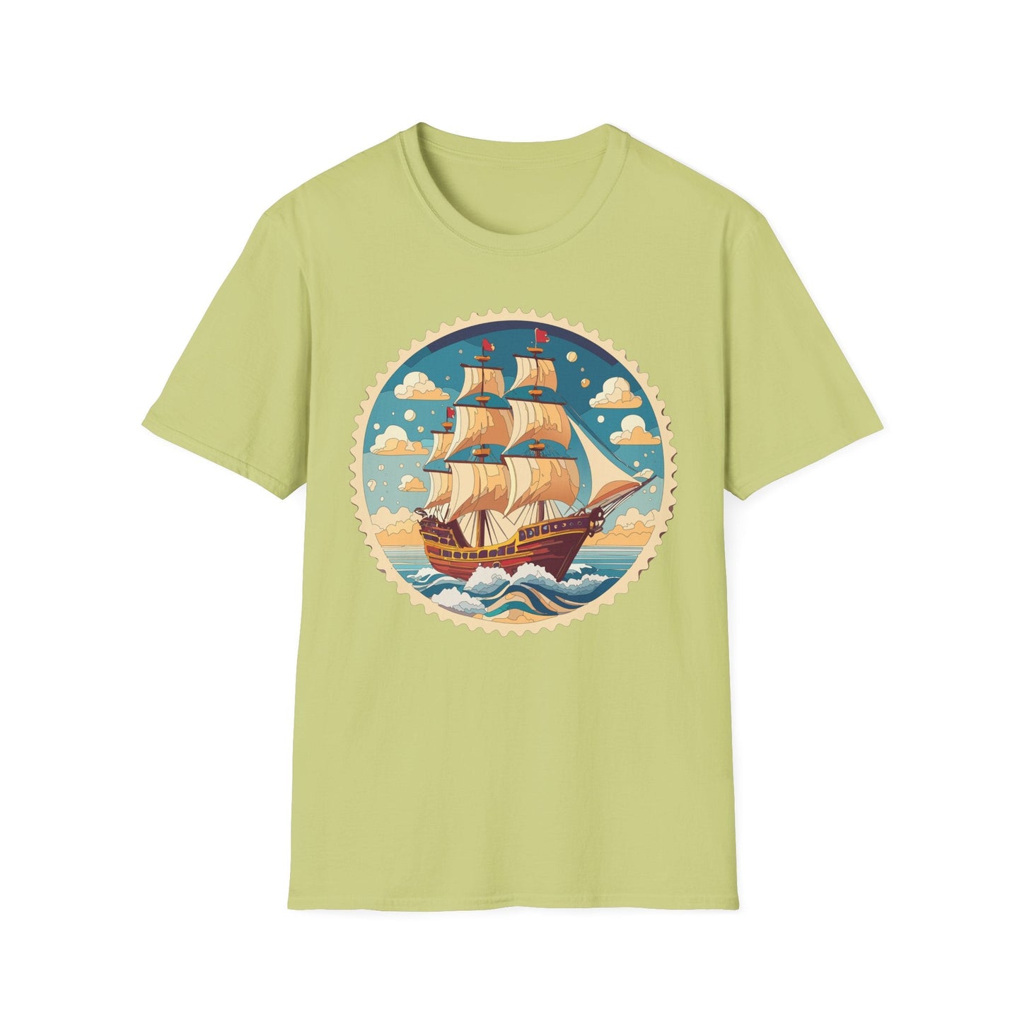 Frigate Ship T Shirt Unisex Short Sleeve 100 Percent Ring Spun Cotton Soft Tee Gildan 64000