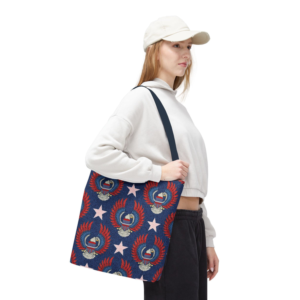 4th of July Graphic Denim Fabric Imitation Print Unisex Canvas Bag Poly Spun 3 Sizes Tote Bag 200-4