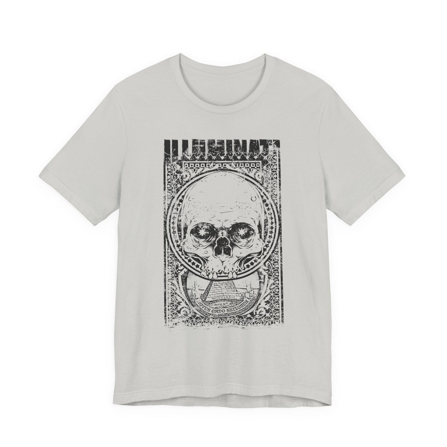 Skull Circle Graphic T-Shirt Vintage Etching Illustration Art Design Tee A-9