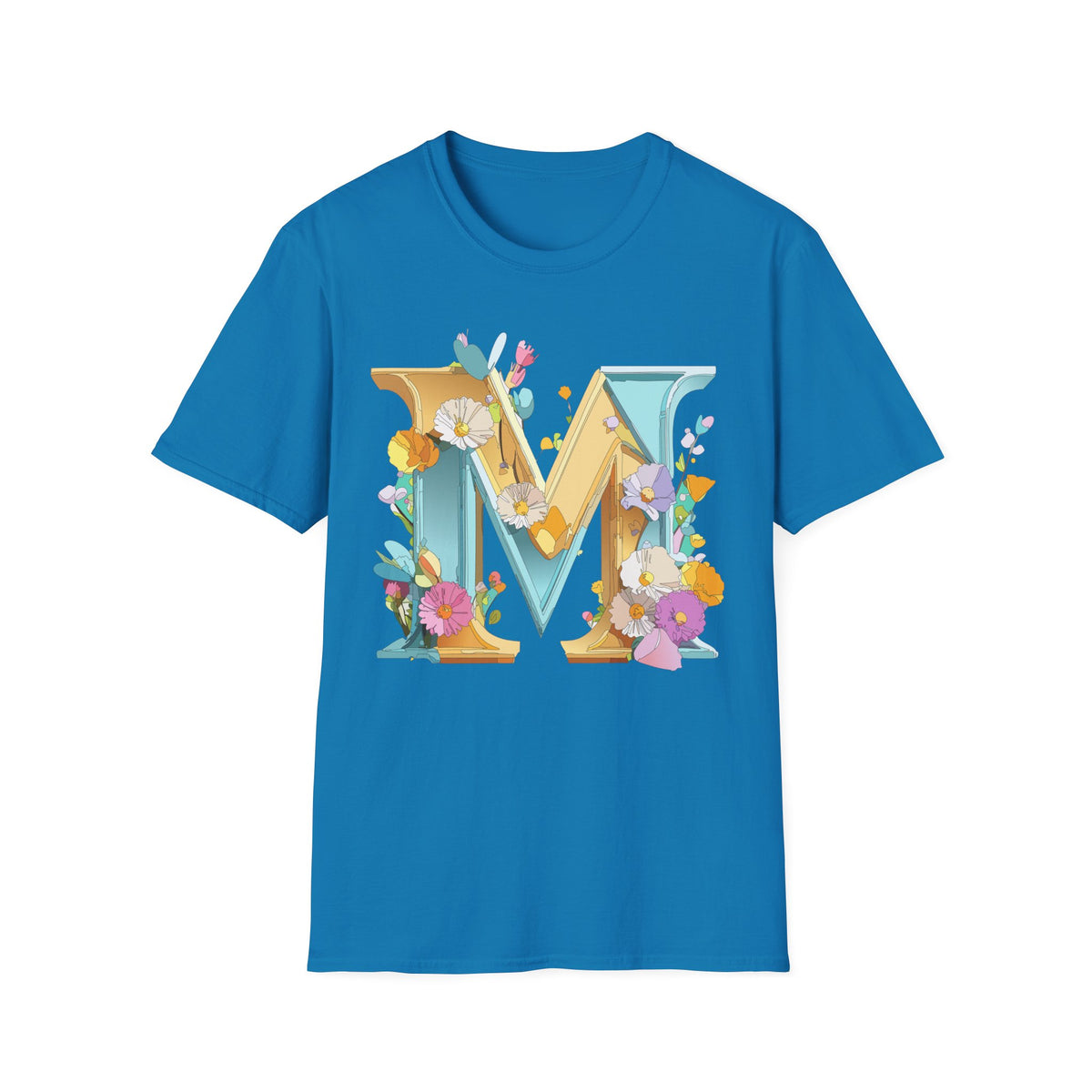 Floral Letter M T-Shirt | Botanical Monogram Initial Tee