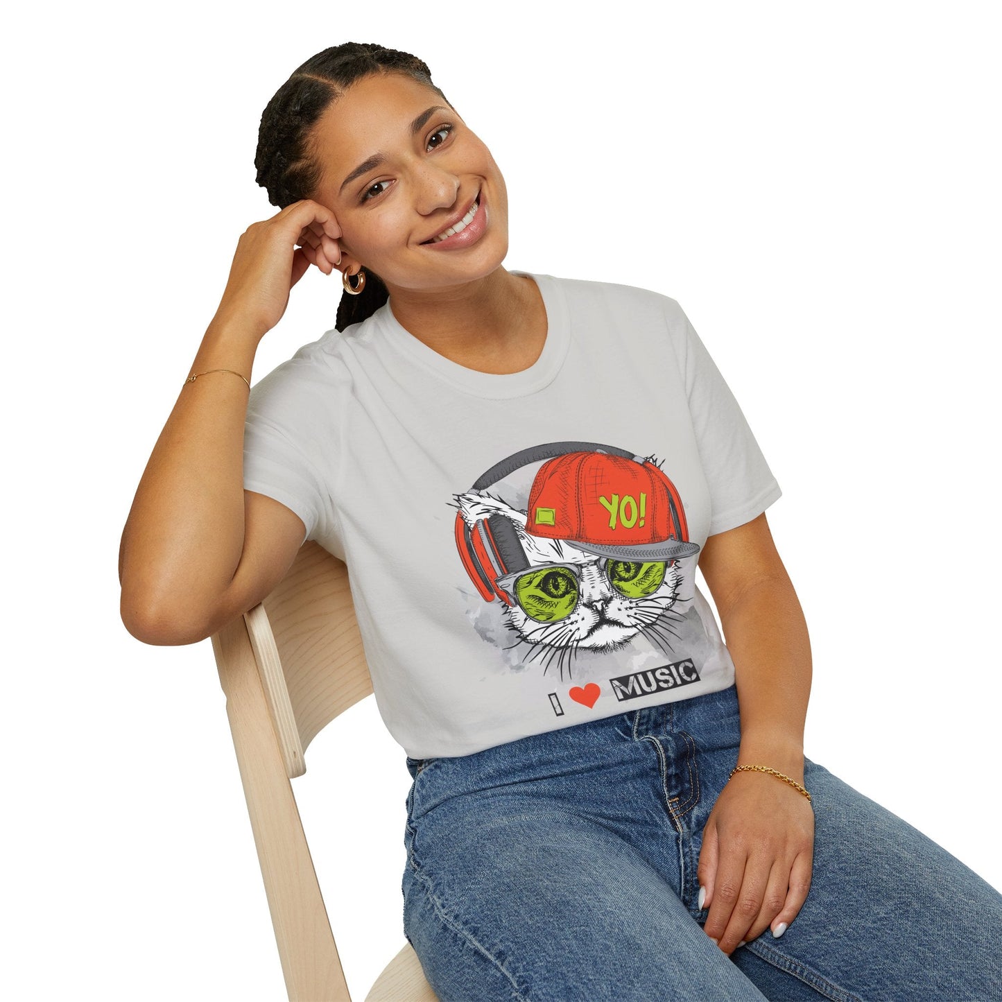 I Love Music Animals Shirt With Headphones Unisex Softstyle Tee Gildan 64000 Cotton Comfort
