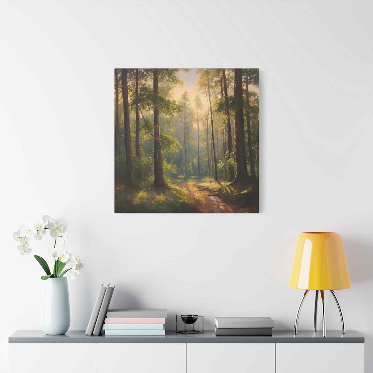 Forest Print Canvas, Trees Oil Paint Print 20x20, 24x24, 30x30, 32x32, 36x36 Art Design Print Pine-Wood Inner Frame MC-70