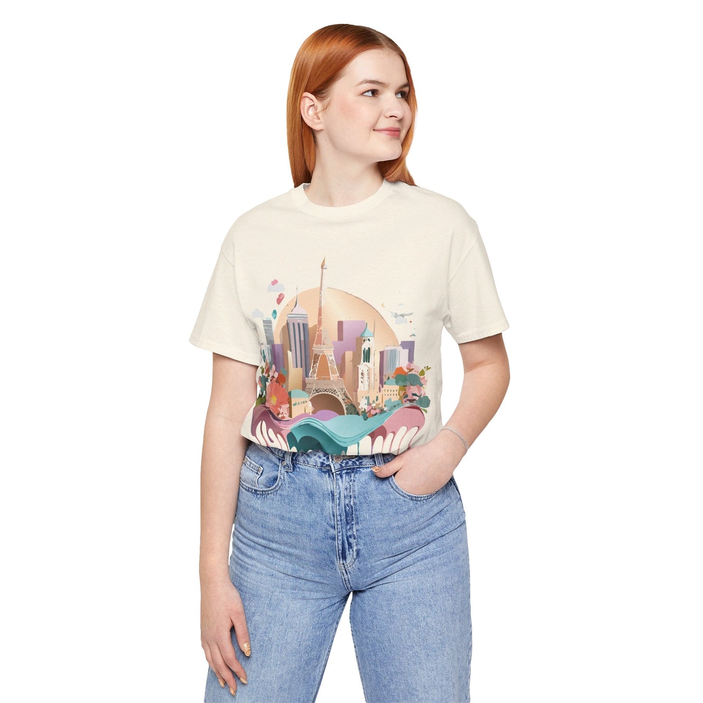 Tourist Shirt With Paris Graphic Tee Unisex Jersey Short Sleeve Art Design Adelpha Vintage Inspired