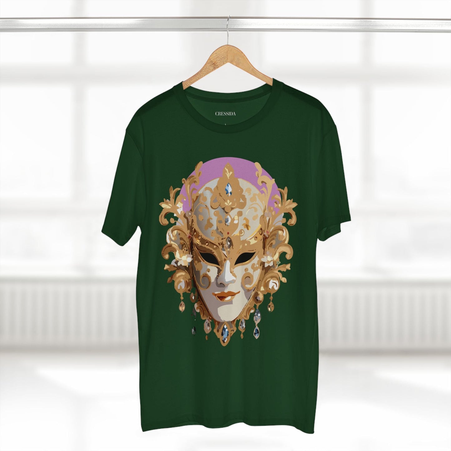 Carnival Mask Graphic T-Shirt Unisex 100 Cotton With Antique Gold Art Design Tee 10