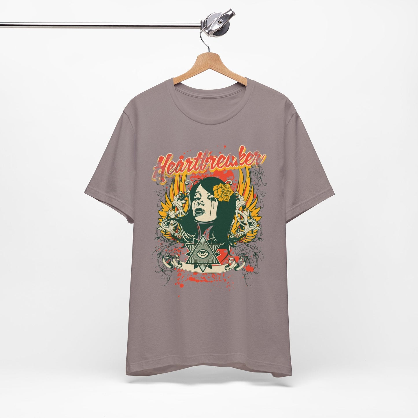 Heartbreaker Illustration Tee Retro Femme Portrait Floral Skull Graphic T-Shirt