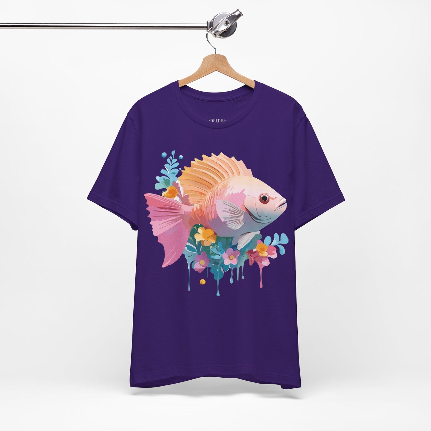 Adelpha Fish Graphic Tee Unisex Short Sleeve Shirt Vintage Inspired Art Design Collection