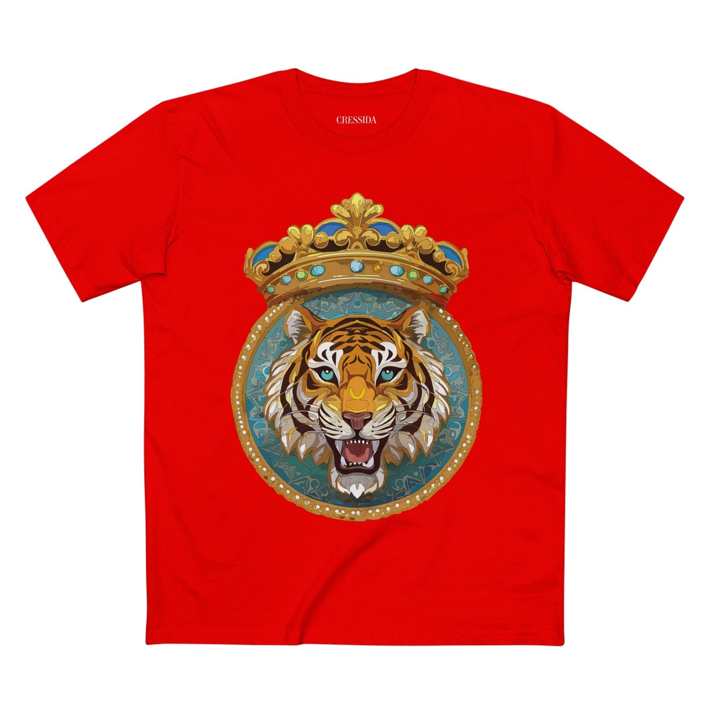 Tiger Graphic Unisex 100 Cotton Tee With Unique Animal Golden Medallion Art Design 3