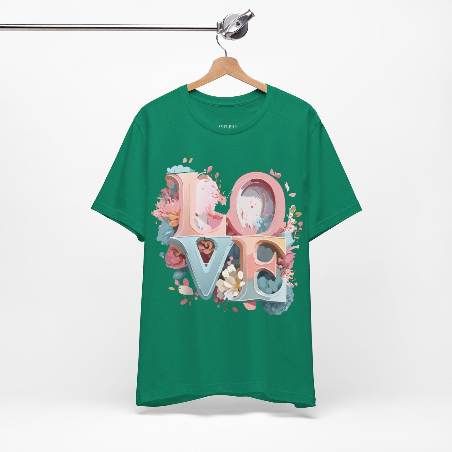 Valentine Day Graphic Unisex 100 Cotton Vintage Artwork with Love and Flower Design Tee 46