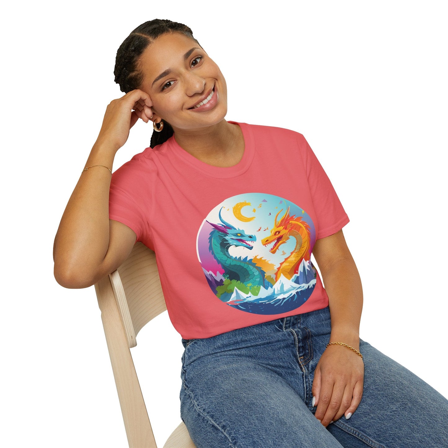Dragon T Shirt Unisex Gildan Softstyle 64000 Tee Dragon Artwork Animal Print Shirt