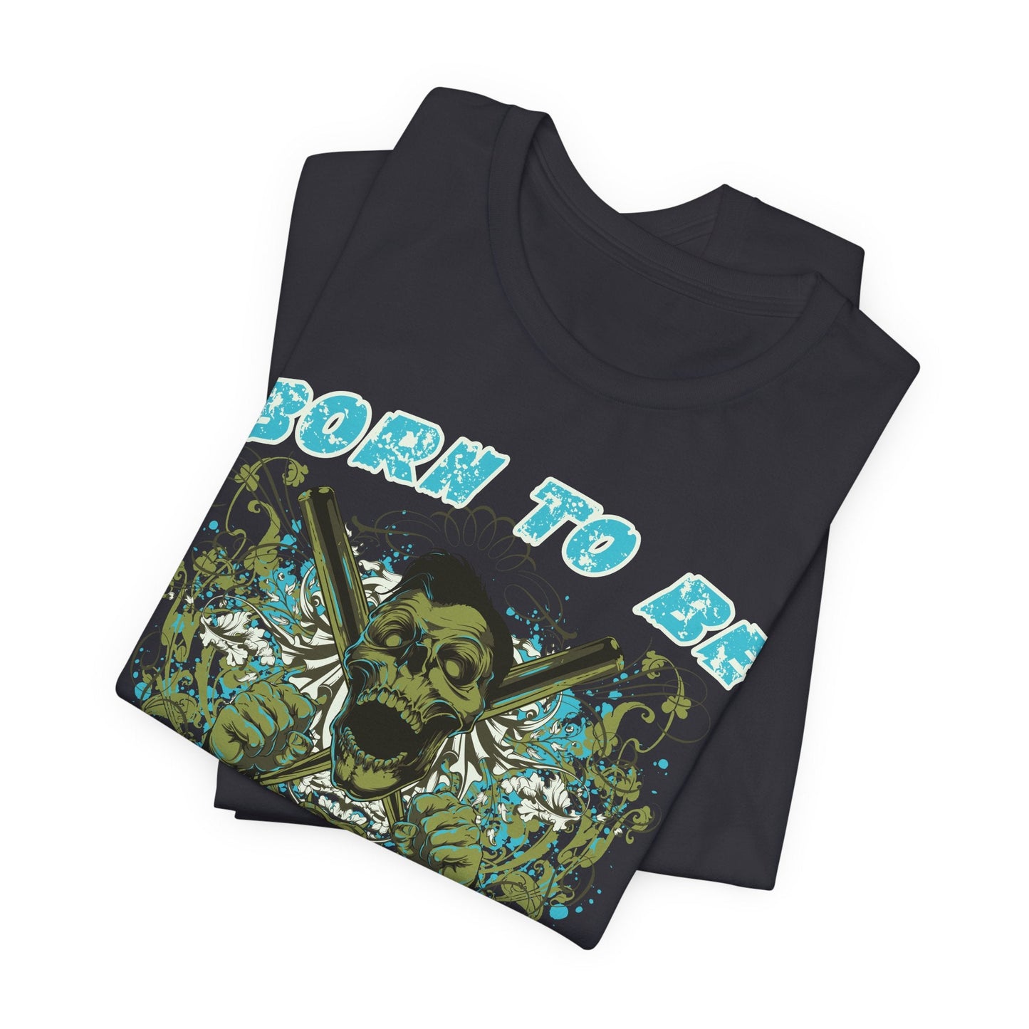 Born To Be Cage Fighter Tee Skull Crossed Knives Graphic T-Shirt
