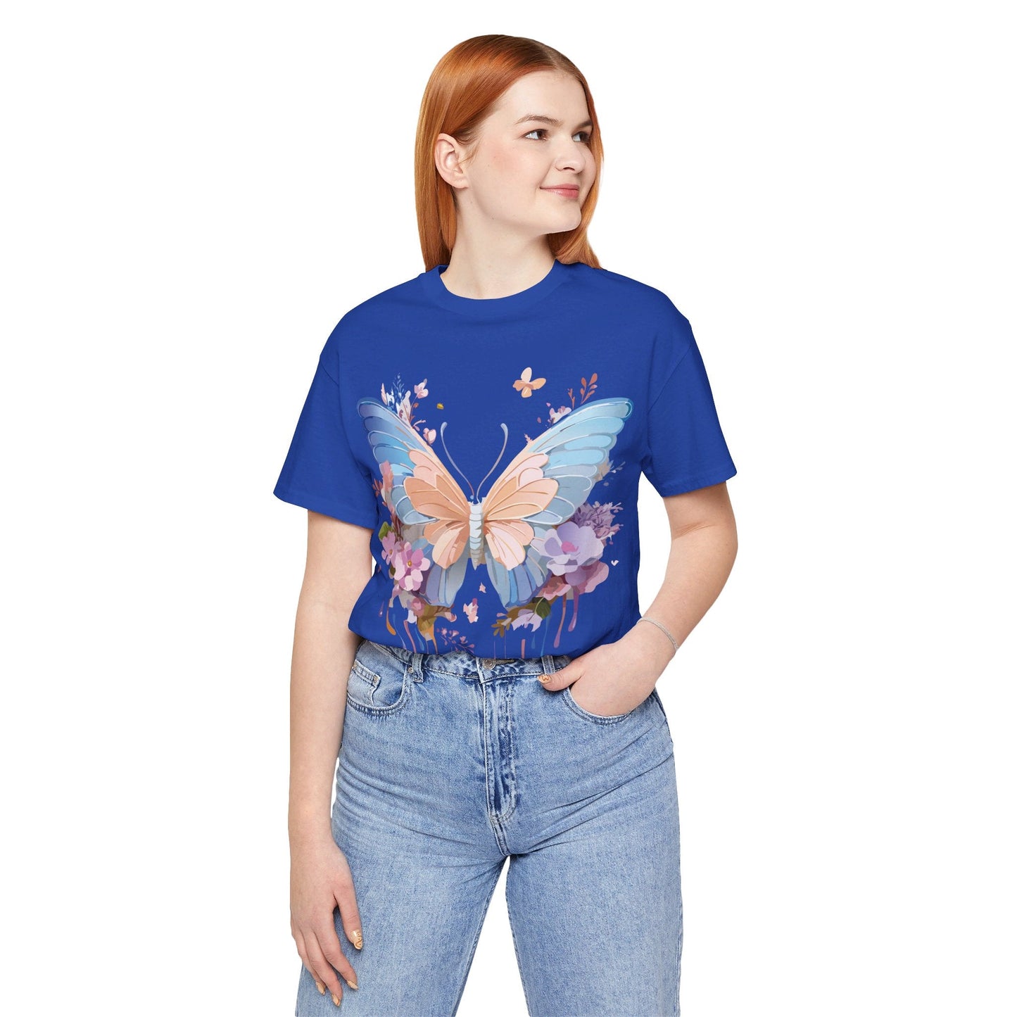 Butterfly Graphic Unisex 100 Cotton Lightweight Vintage Floral Design Jersey Tee 2