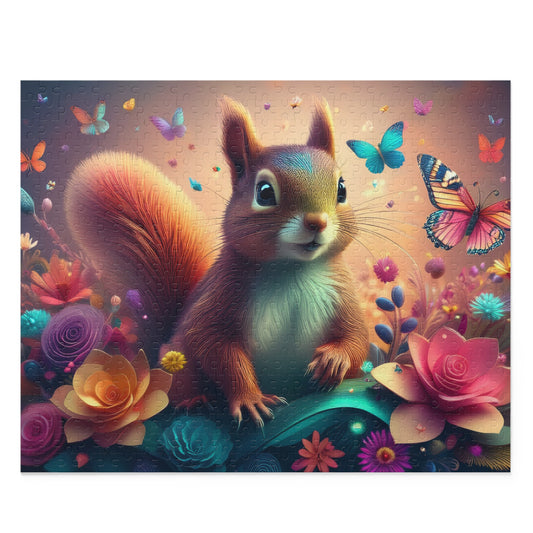 Puzzles-57 Kids Squirrel Puzzle 500-Piece | Floral Squirrel Puzzle 500-Piece, Animals Kids Puzzles Size: 16" x 20",  Ages 9+