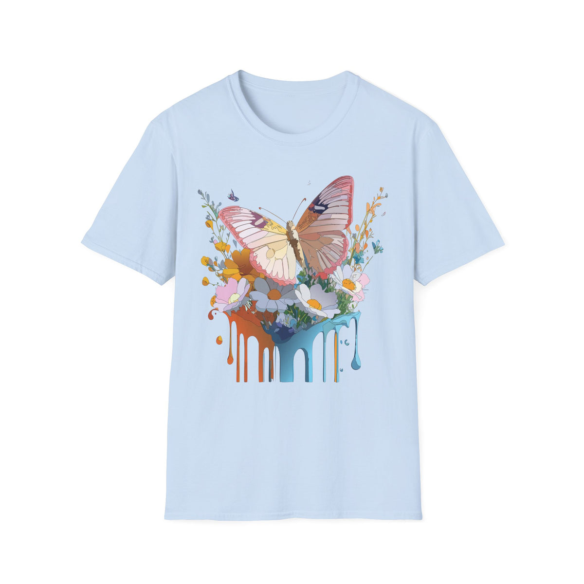 Butterfly Floral Drip Graphic Tee Unisex 100 Cotton Gildan T-Shirt