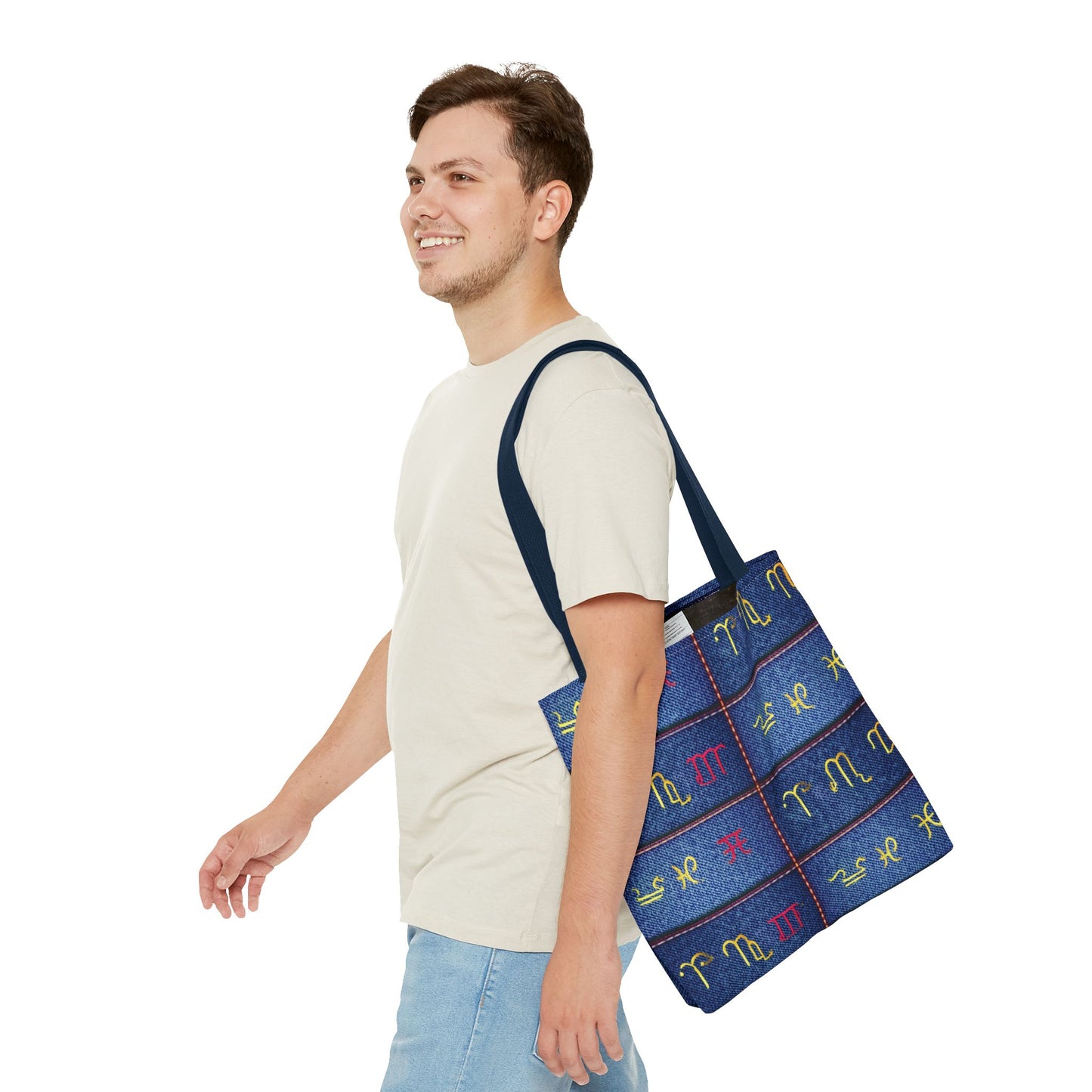 Denim Fabric Imitation Print Unisex Canvas Bag Poly Spun 3 Sizes Tote Bag 184-6