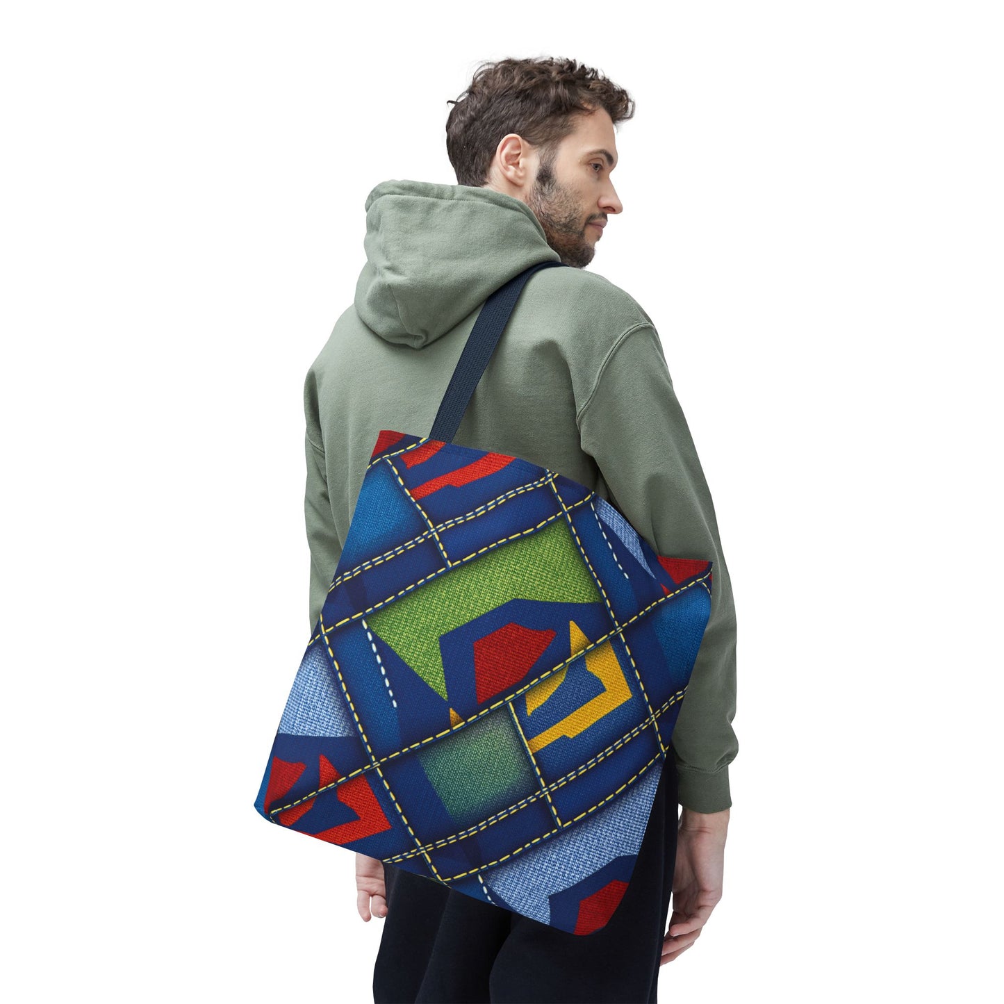Denim Fabric Imitation Print Unisex Canvas Bag Poly Spun 3 Sizes Tote Bag 139