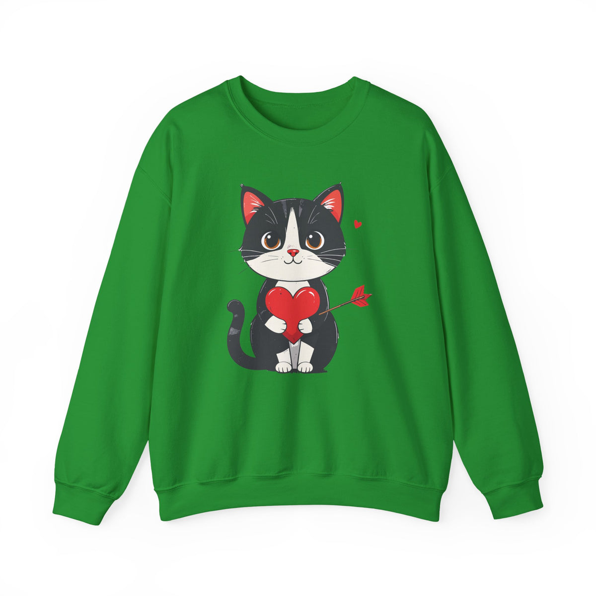 Cat Heart Sweatshirt, Heart Sweatshirt, Cat Sweatshirt, Valentine's Day Sweatshirt, 50/50 Cotton-Poly Animal Sweatshirt 103