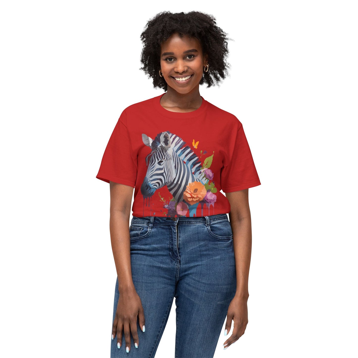 Unisex Zebra Art T Shirt With Full Color Print HD Cotton Tee Made In USA For Everyday Style