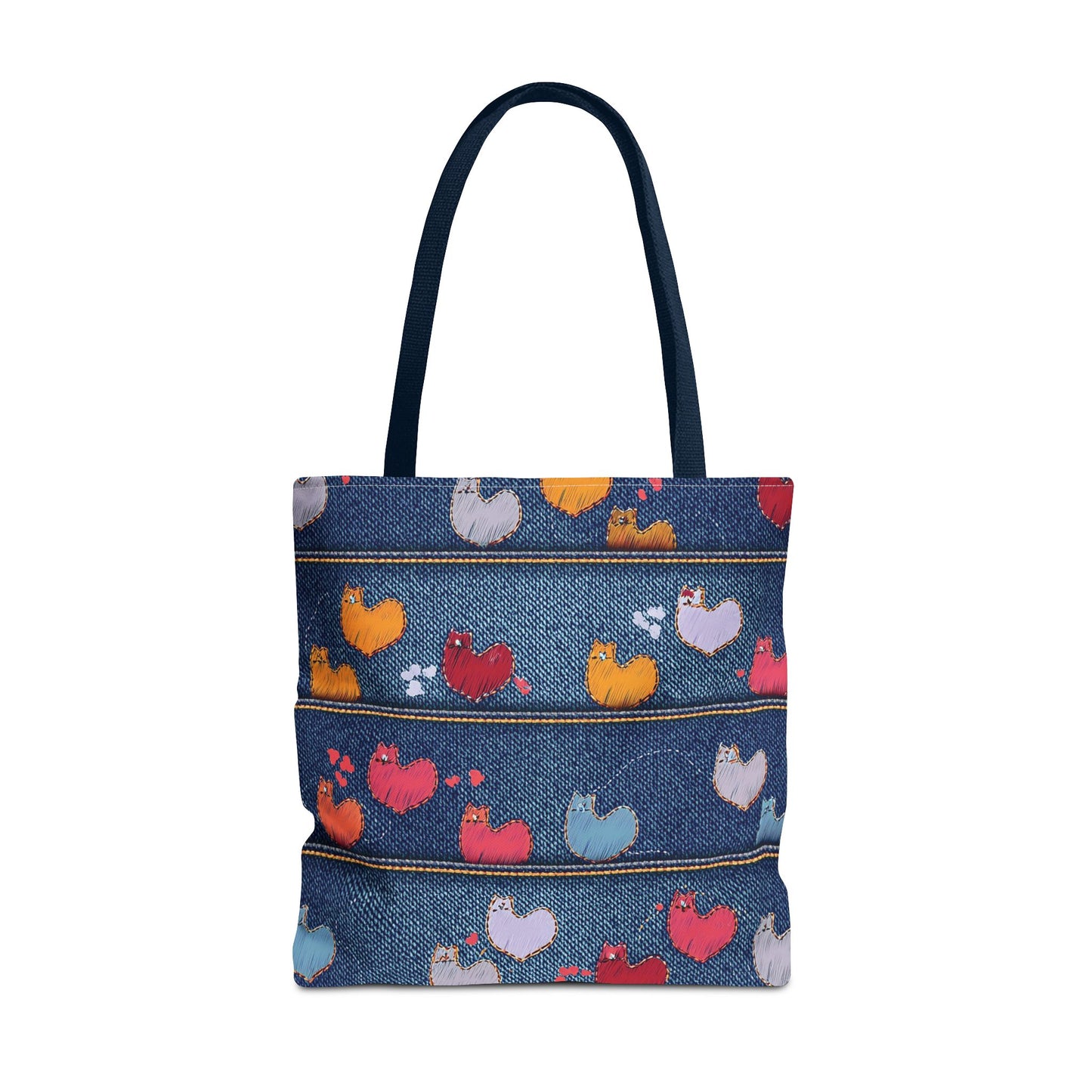 Love Day Graphic Design Denim Fabric Imitation Print Unisex Canvas Bag POLY 3 Sizes Tote Bag 201-9