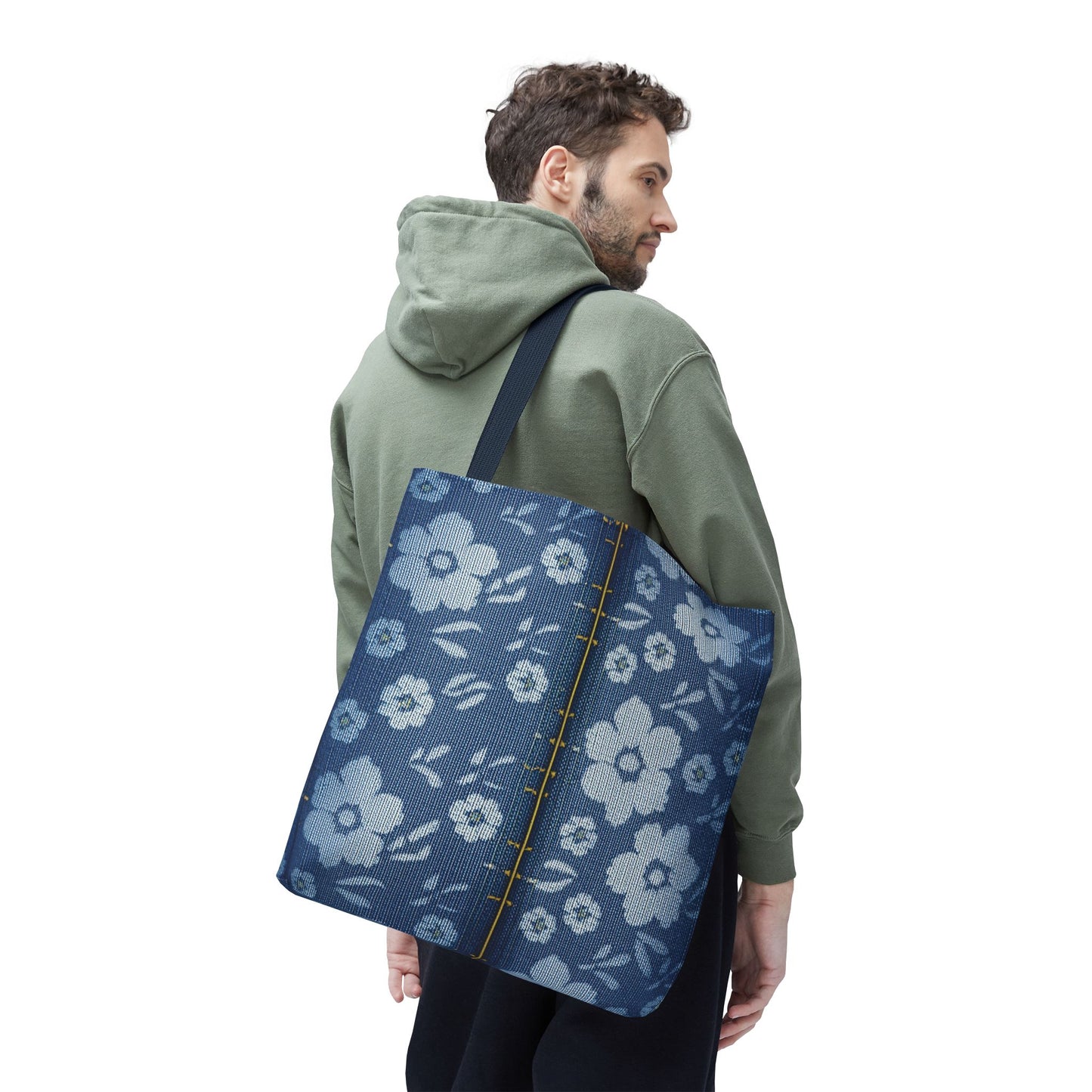 Denim Fabric Imitation Print Unisex Canvas Bag Poly Spun 3 Sizes Tote Bag 118