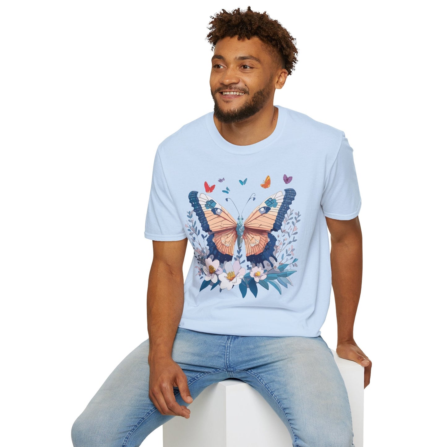 Unisex Butterfly Shirt Monarch Design Gildan Softstyle 64000 Short Sleeve Tee For Men And Women