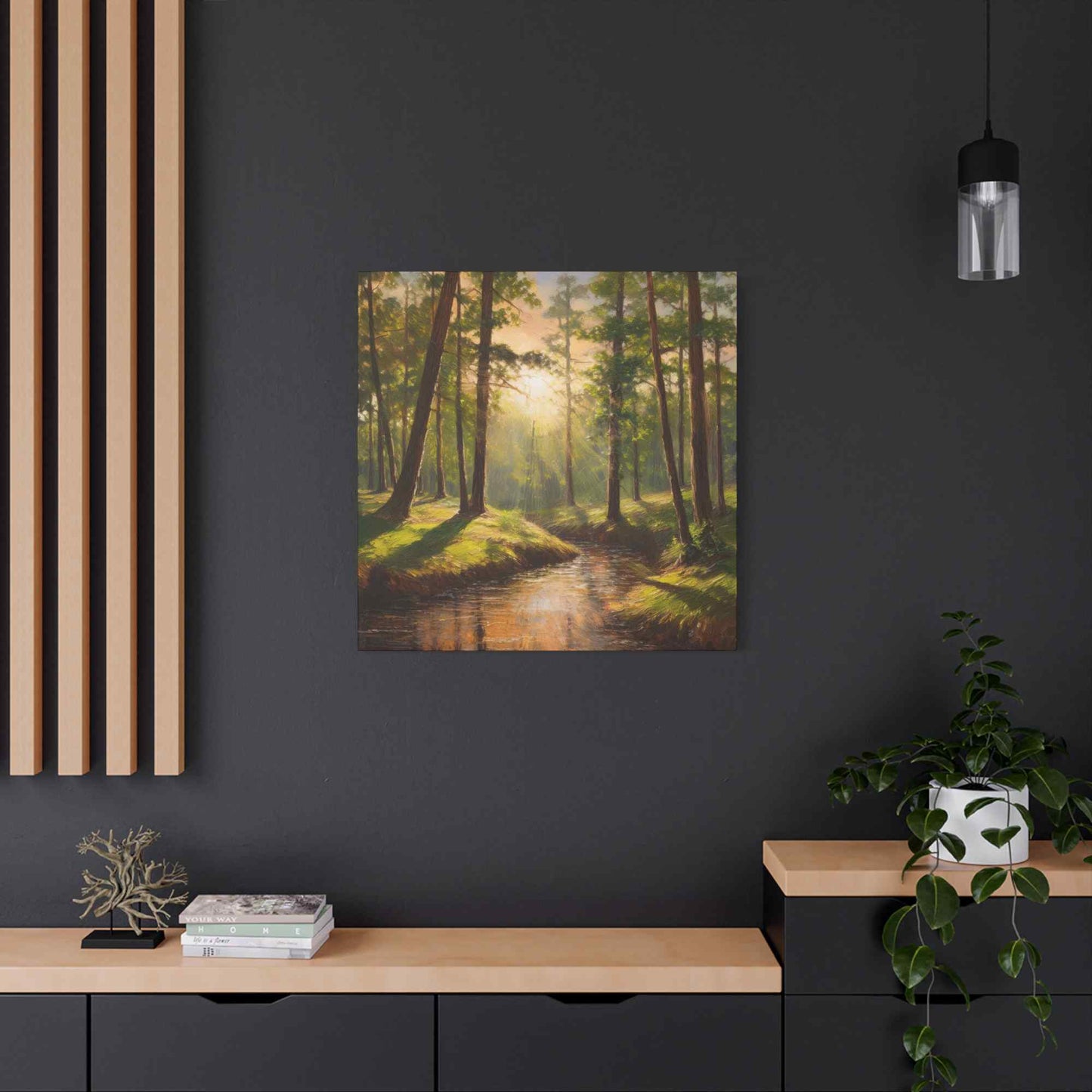 Forest Print Canvas, Trees Oil Paint Print 20x20, 24x24, 30x30, 32x32, 36x36 Art Design Print Pine-Wood Inner Frame MC-73