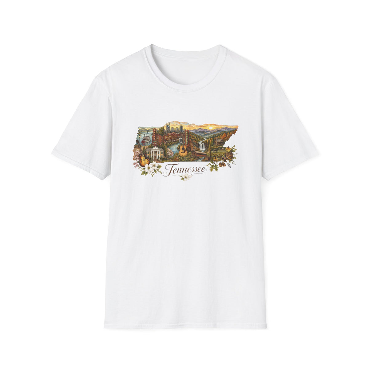 Tennessee Vintage State Map Graphic Design Unisex 100 Cotton Gildan T-Shirt