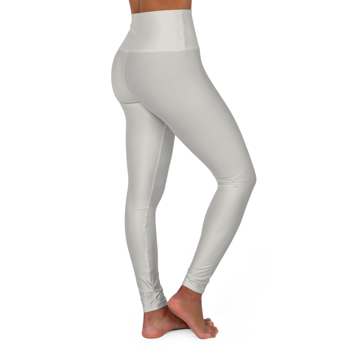 Dust Grey Color High-Waist Yoga Leggings Women's Seamless Poly-Span Stretchy Performance Pants