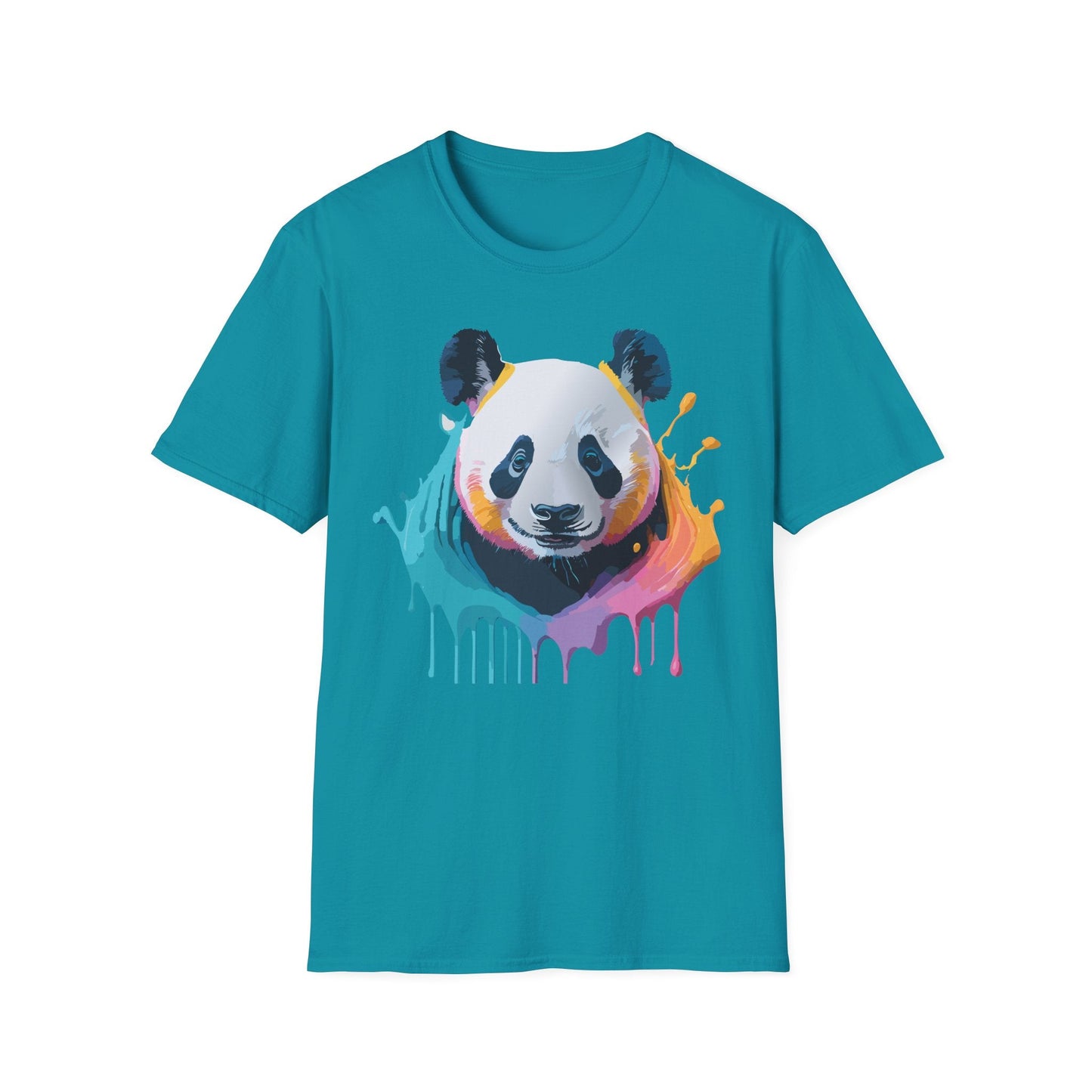 Unisex Panda Shirt T Shirt With Panda Animal Print Tee Softstyle Gildan 64000 100 Percent Ring Spun Cotton